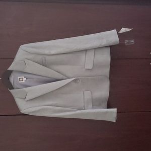 Anne Klein Size 12 Platinum Metallic Blazer